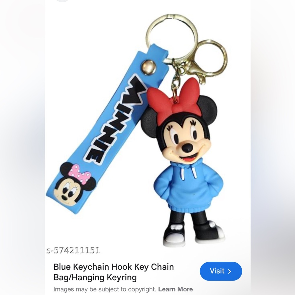 Disney Minnie Mouse Blue and Red Keychain